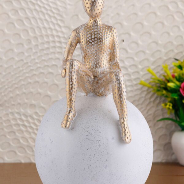 Men Sitting on Ball Showpiece for Home Decor Showpiece, Atlas Sculpture for Office Table Décor multicolour